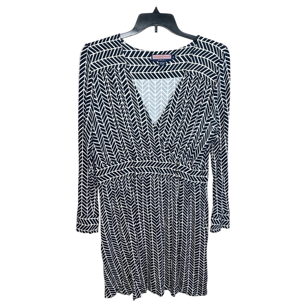 Vineyard Vines Mini Dress Women’s Size XL Blue White Long Sleeve Knee Length